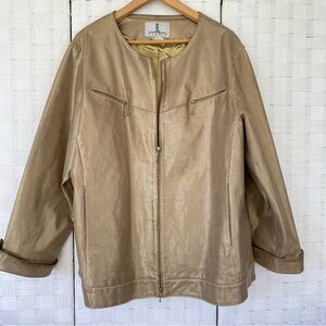 Vtg JL Studio Leather Jacket Classic Retro Women's Gold Snakeskin Size 24W Y2K
